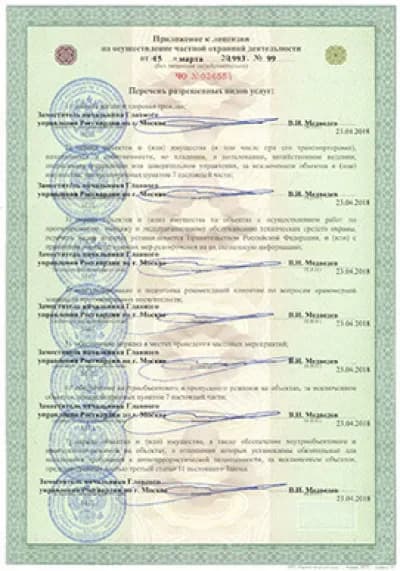 Приложение к лицензии